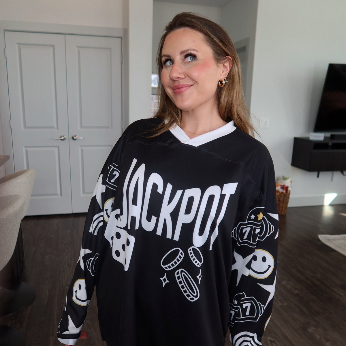 Black Jackpot Hockey Jersey - Size L (Worn Once)